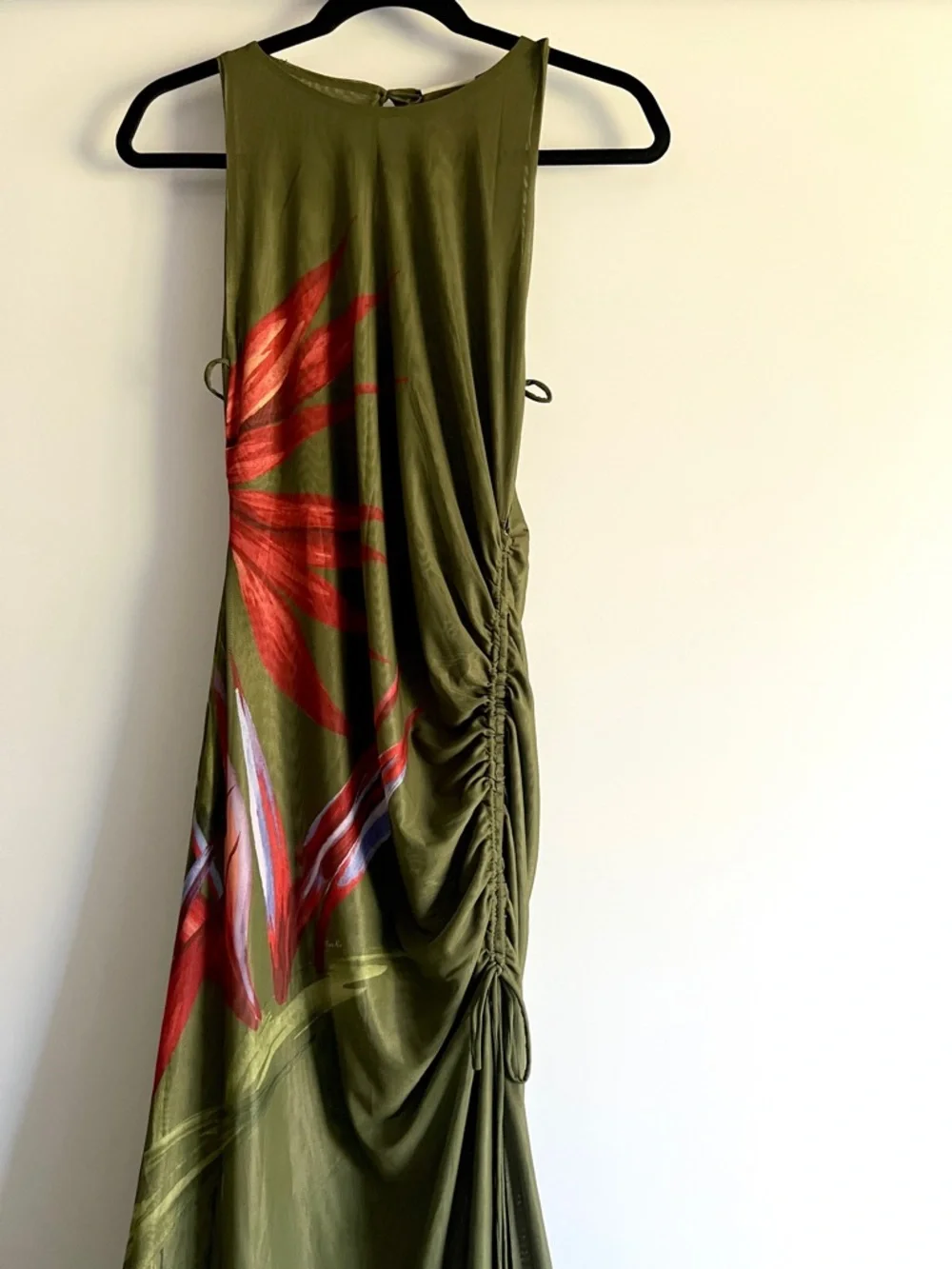 FARM Rio Dark Green Strelitzia Maxi Mesh Cover-up Beachwear Dress Size Small NWT